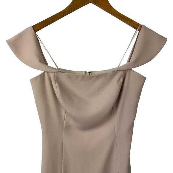Jay Godfrey Downie Gown Midi Dress Nude Pink Off Shoulder Stretch Size 2 - Picture 3 of 16
